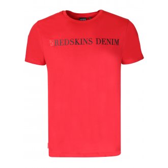 T-shirt col rond Redskins en coton rouge floqué à la poitrine