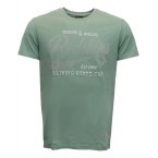 T-shirt col rond Redskins en coton vert d'eau floqué