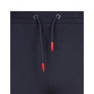 Pantalon jogging Serge Blanco en coton marine uni avec détails liserés tricolores