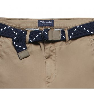 Pantalon chino Teddy Smith en coton stretch brun avec ceinture