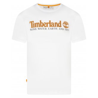 T-shirt à col rond et manches courtes coupe droite Timberland en coton blanc