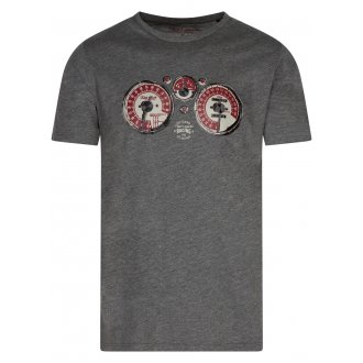 T-shirt col rond Teddy Smith en coton mélangé gris avec manches courtes