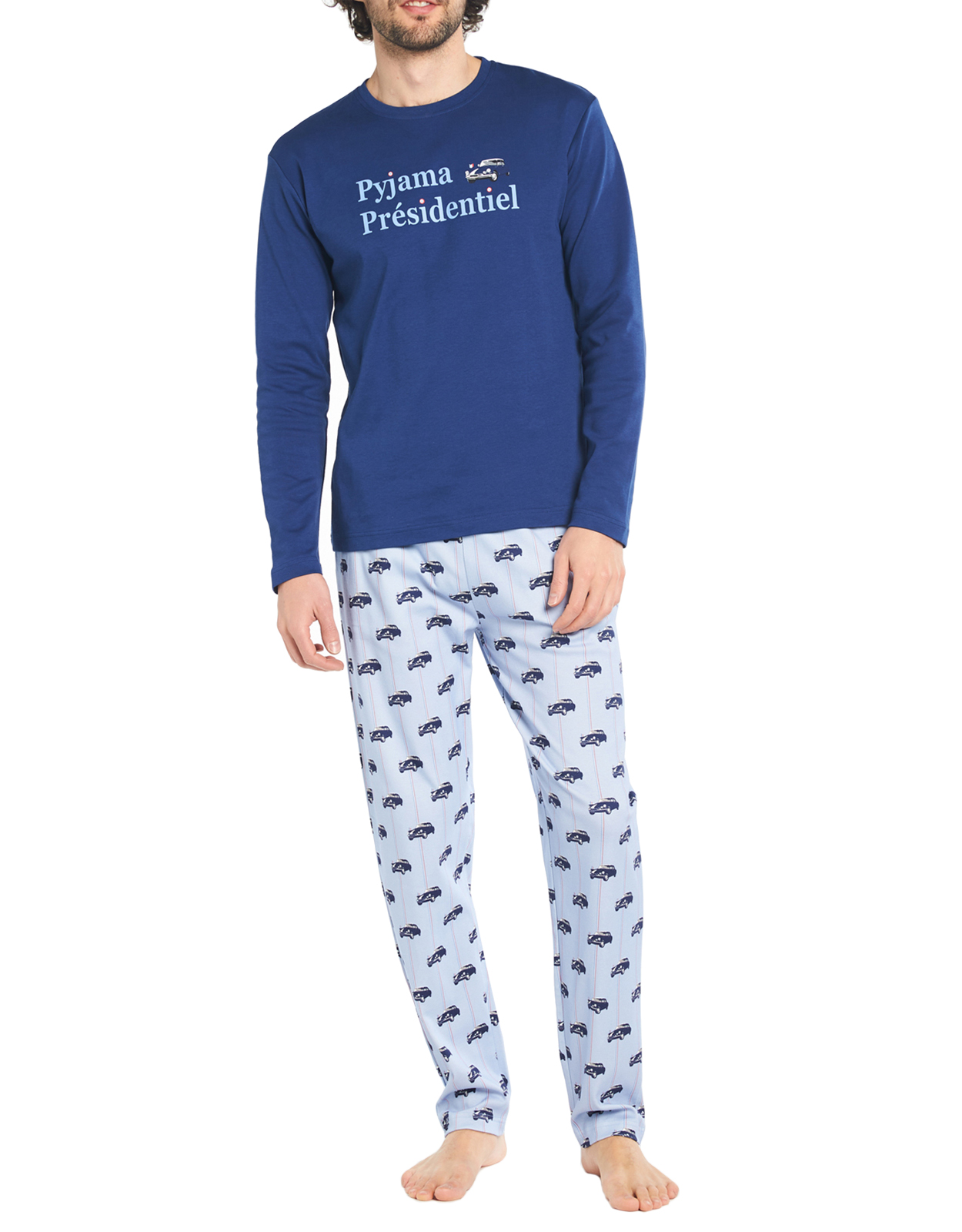 Pyjama long Arthur coton bleu