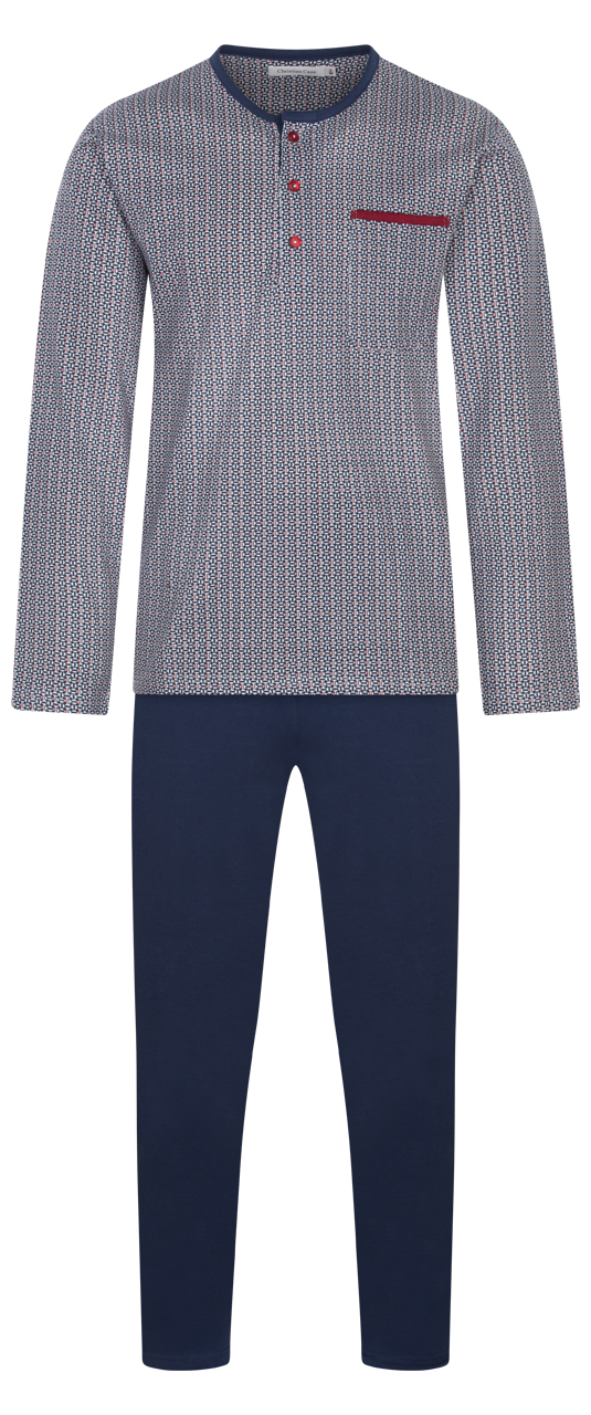 Pyjama long Christian Cane Nael en coton : tee-shirt manches longues et col rond avec imprimés et pa