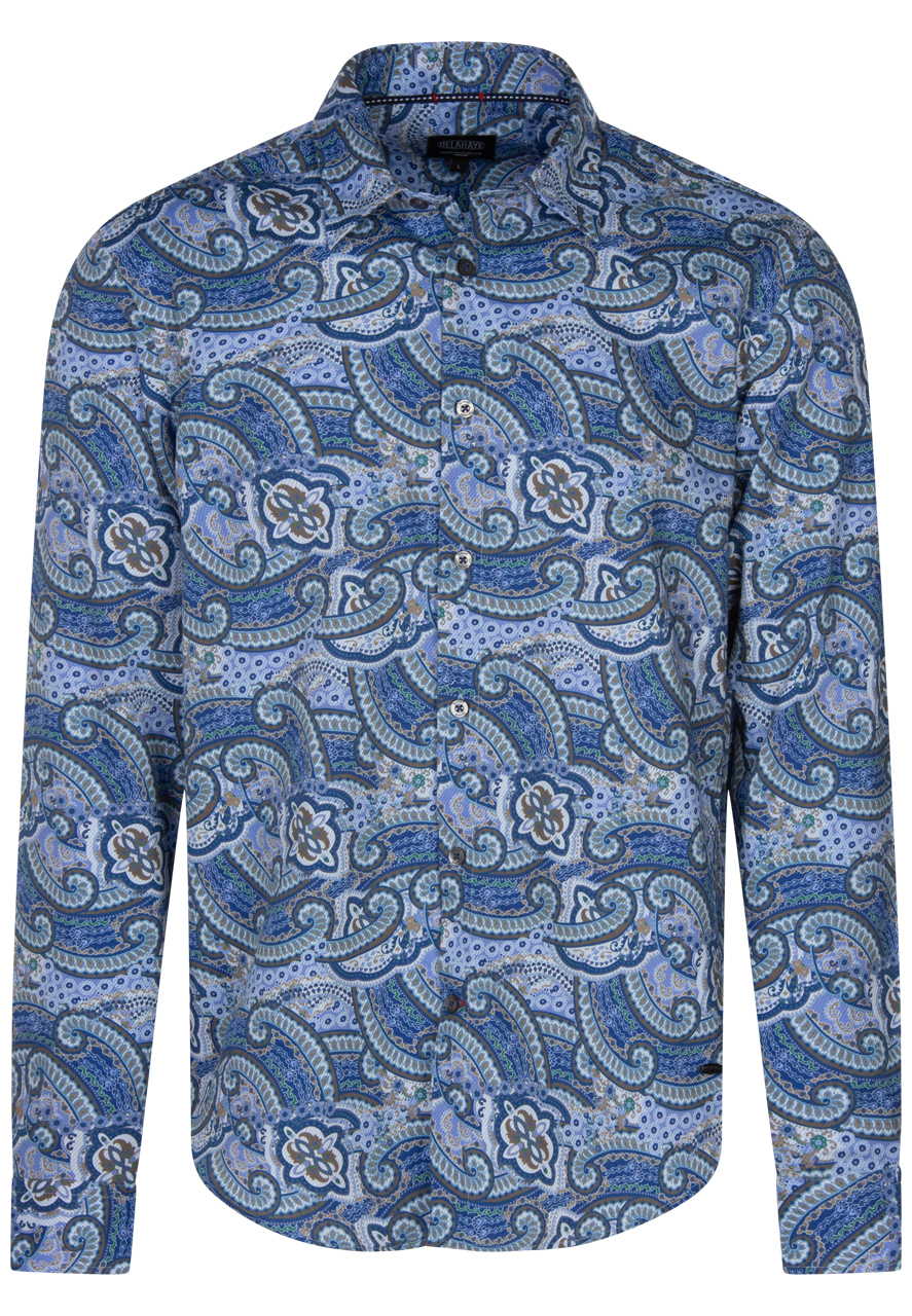 chemise delahaye bleu avec manches longues et col français