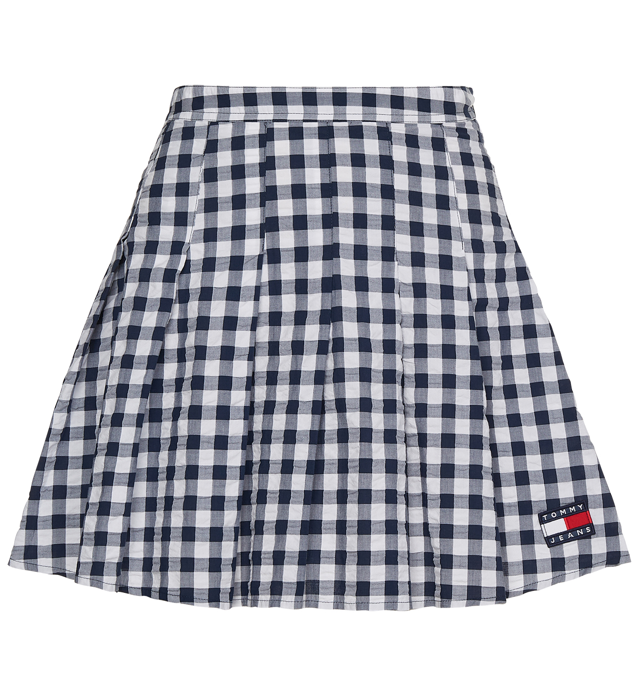 Jupe courte FEMME Tommy Hilfiger Pleated Mini Skirt coton évasée blanche vichy