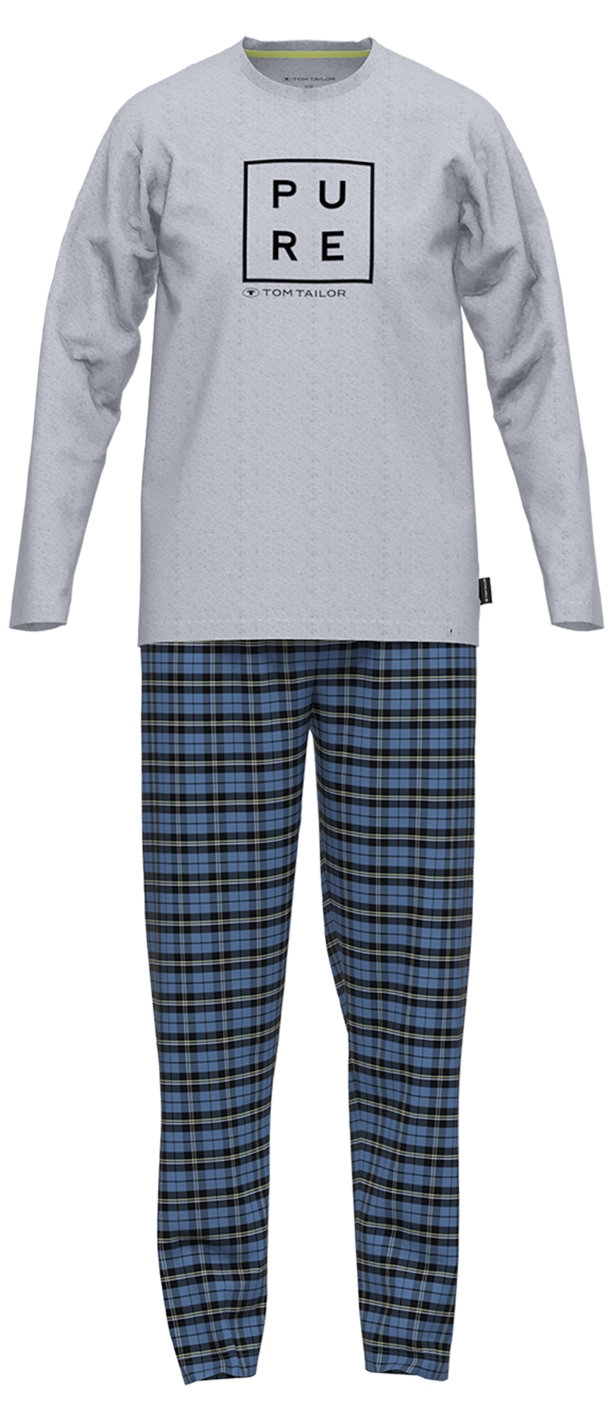 pyjama long tom tailor droit avec manches longues et col rond tartan coton multicolore