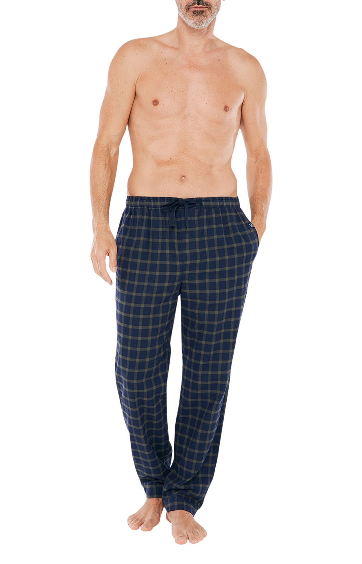 pantalon de pyjama arthur coton droite marine vichy