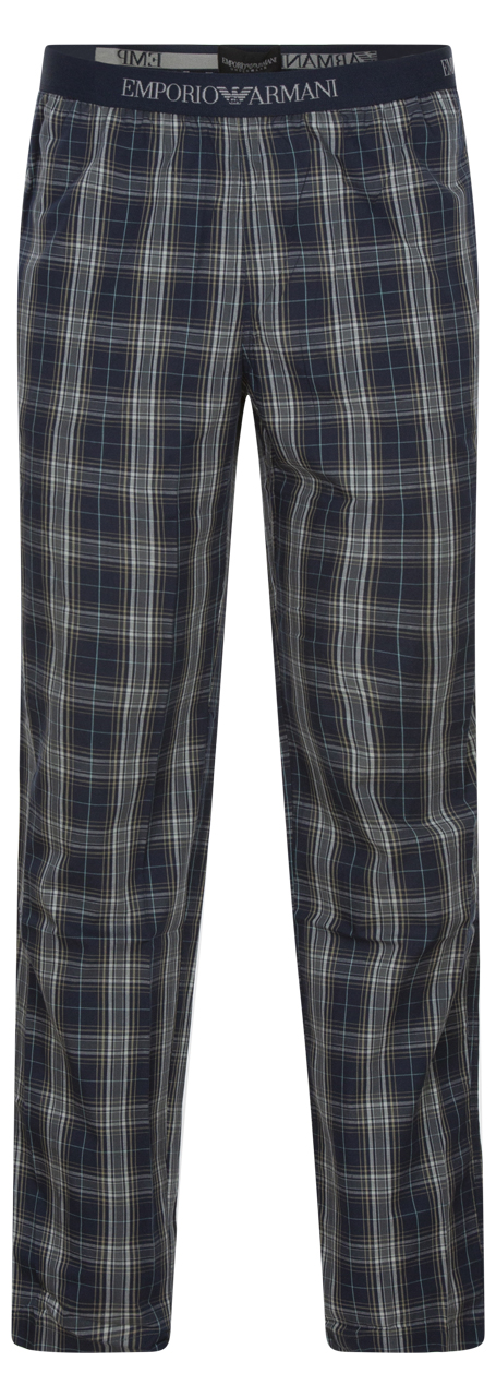 pantalon de pyjama emporio armani en coton fermée marine à carreaux