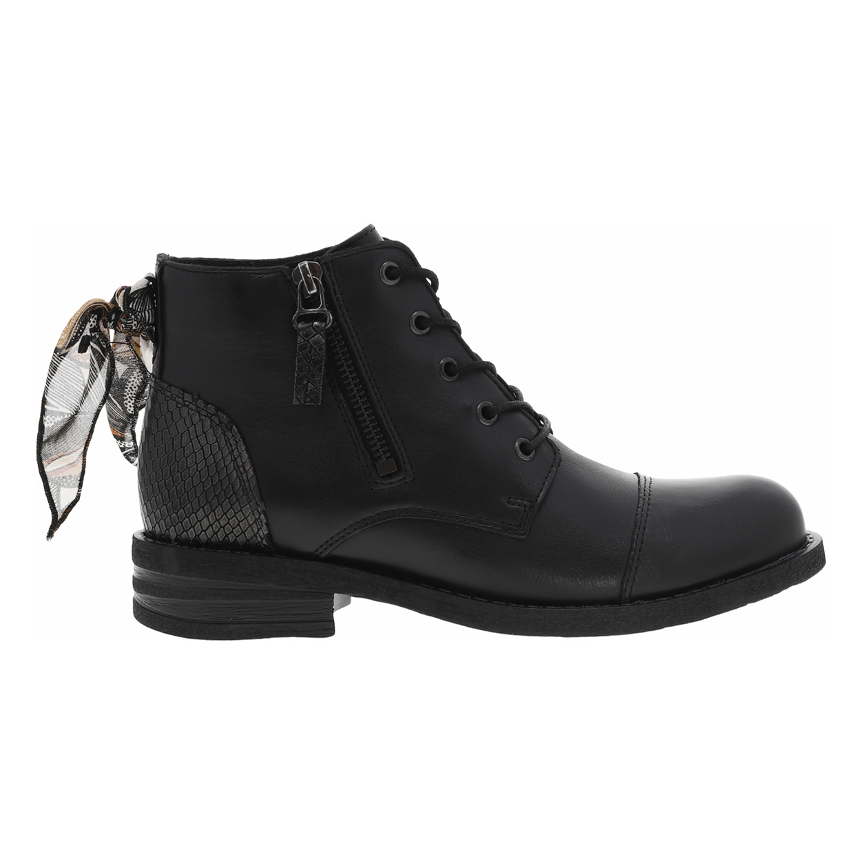 boots femme goodstep en cuir noires et à lacets et zip latéral