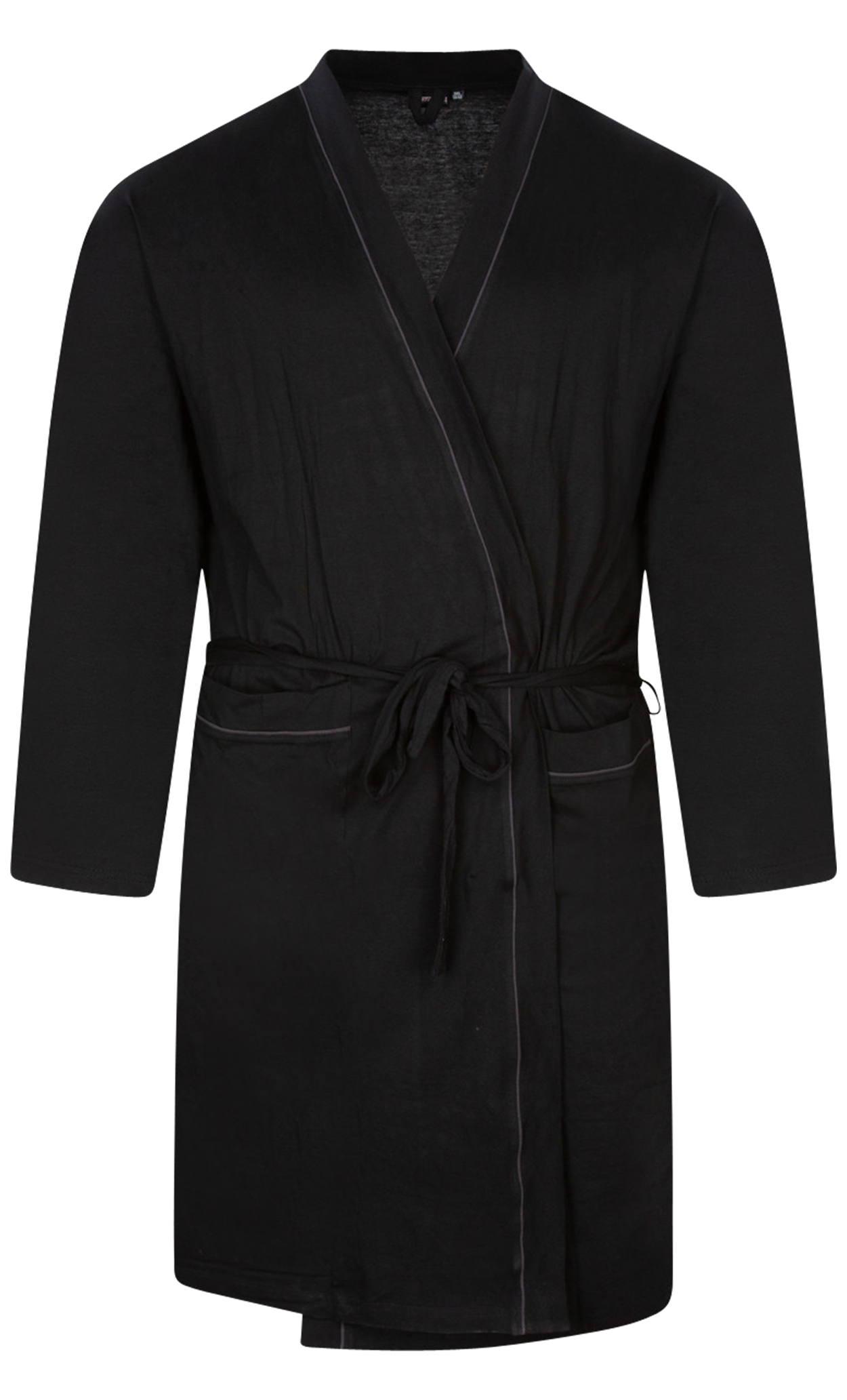 robe de chambre adamo boris en coton noir coupe droite col v