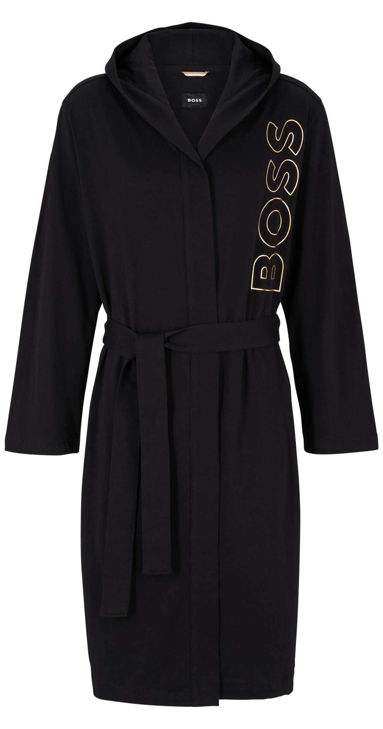 robe de chambre boss en coton avec manches longues et col à capuche noire
