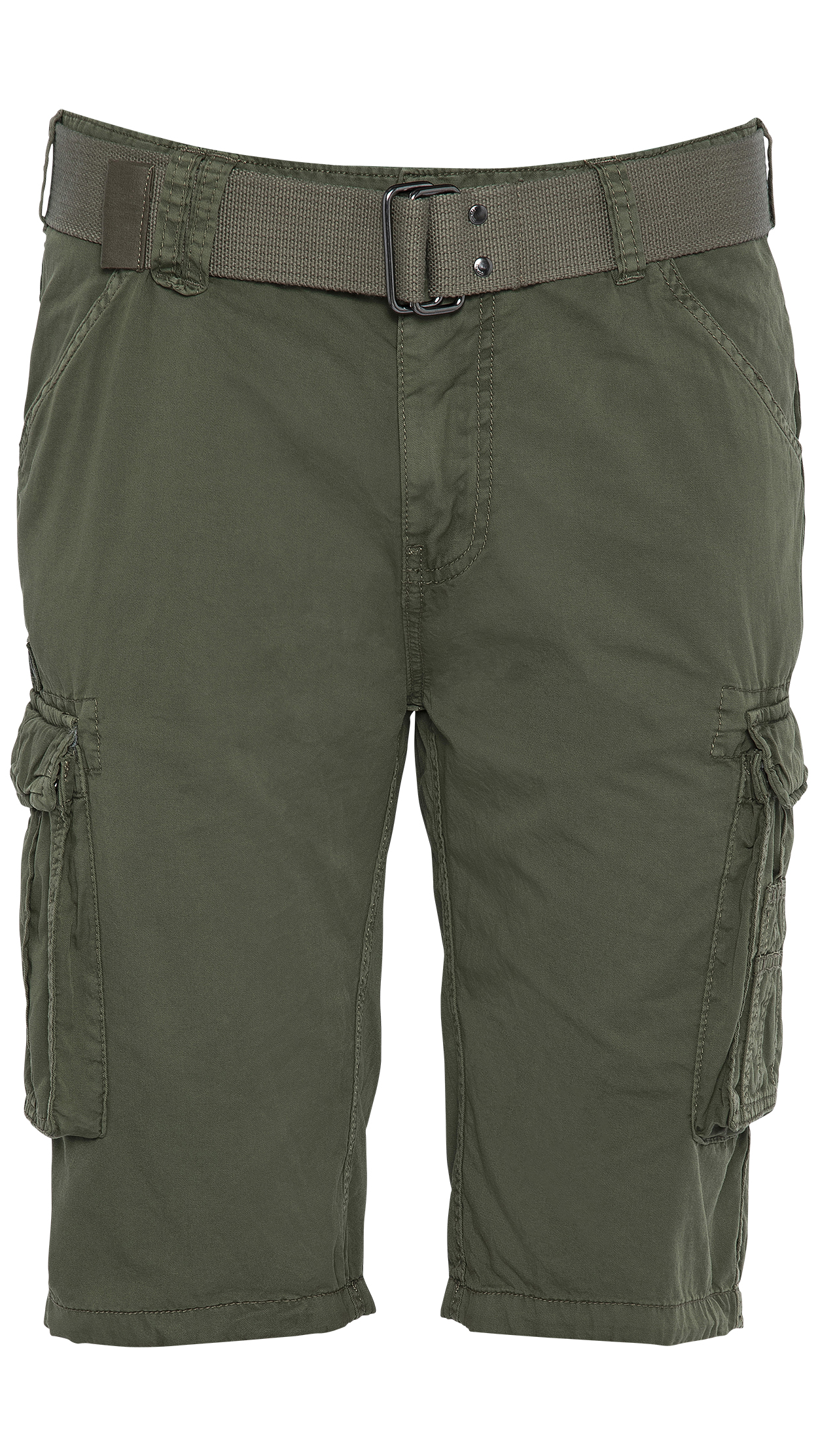 short long schott en coton olive à poches cargo et ceinture amovible