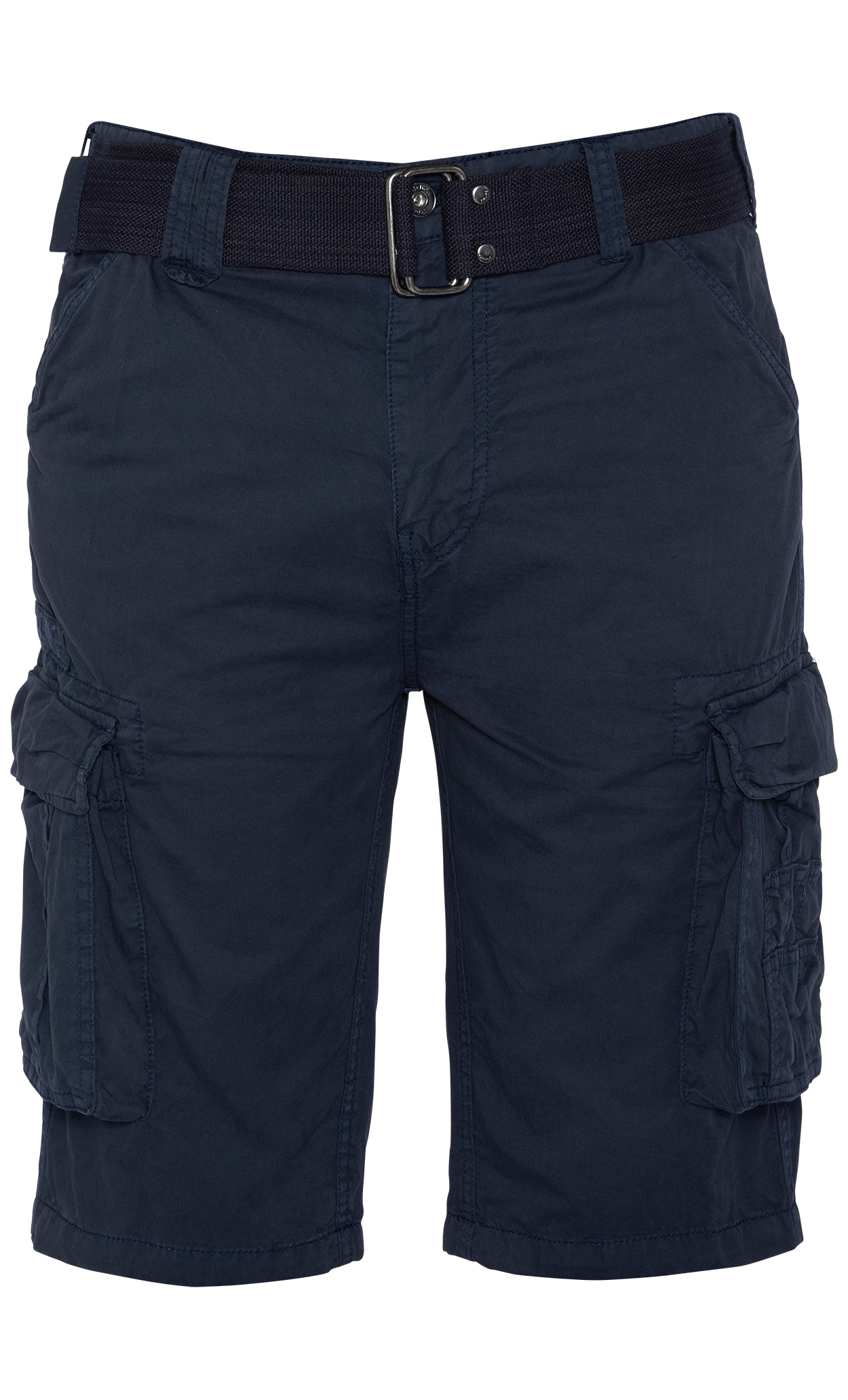 short long schott en coton bleu marine à poches cargo et ceinture amovible