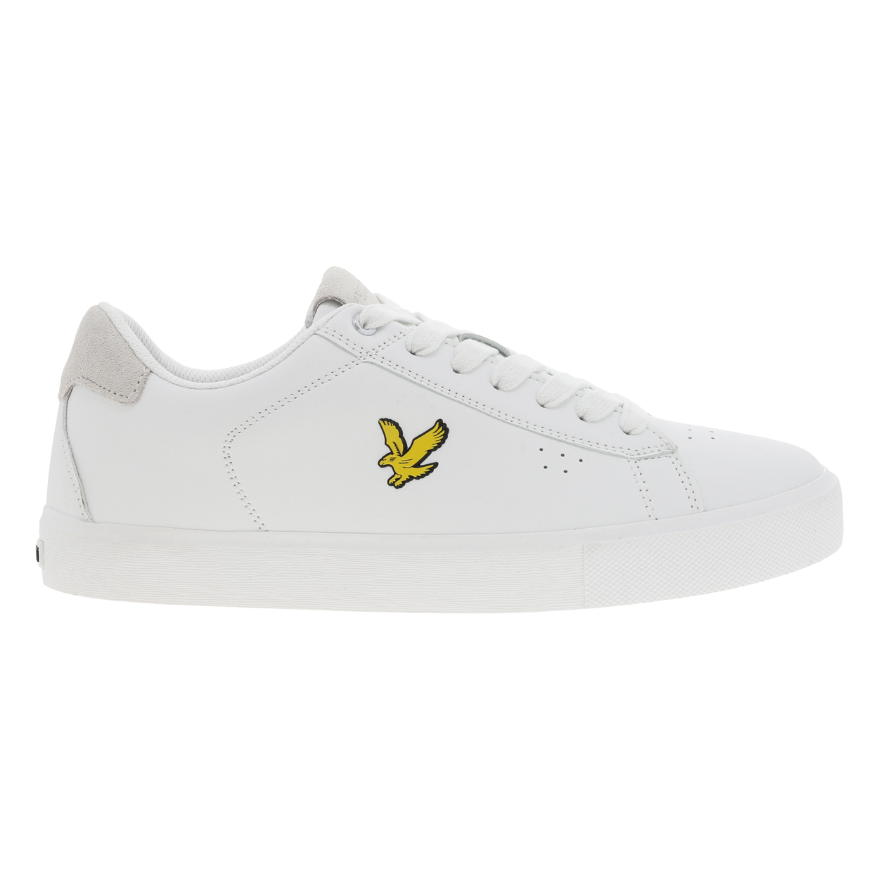 sneakers lyle&scott en cuir blanc à logo siliconé jaune débossé tige