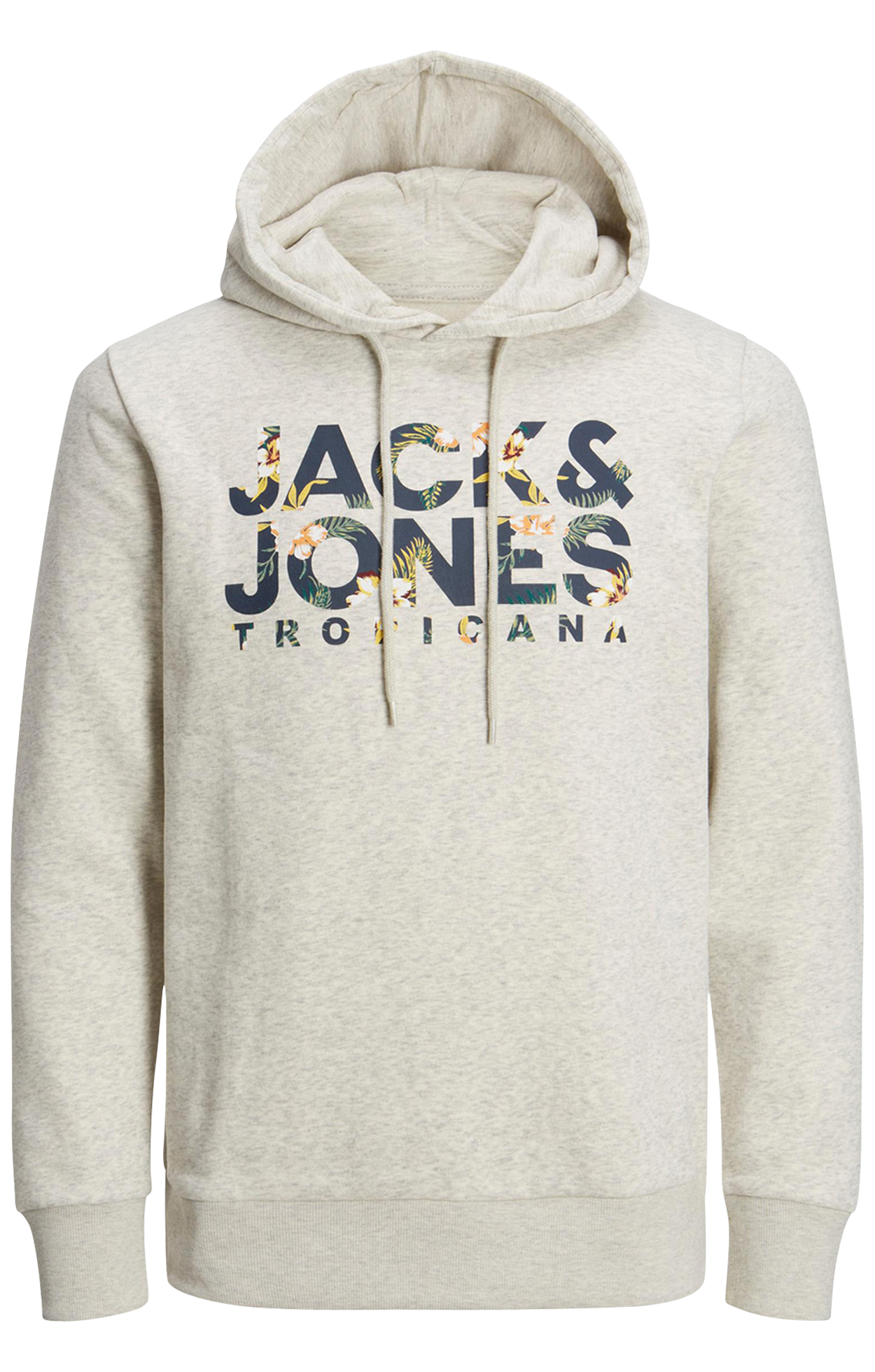 Sweat à capuche grande taille Jack & Jones gris chiné avec grand logo