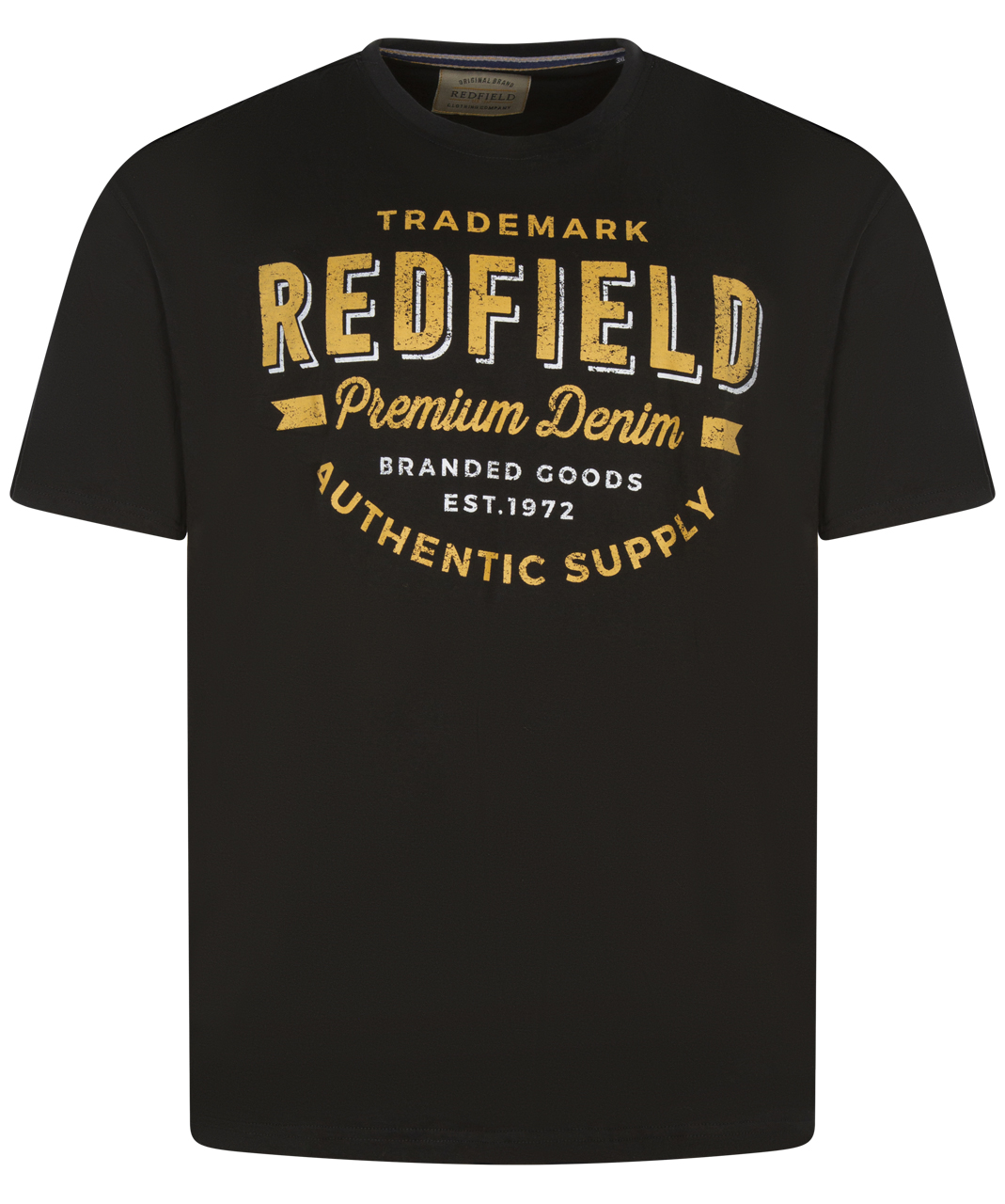 t-shirt col rond redfield en coton avec manches courtes noir