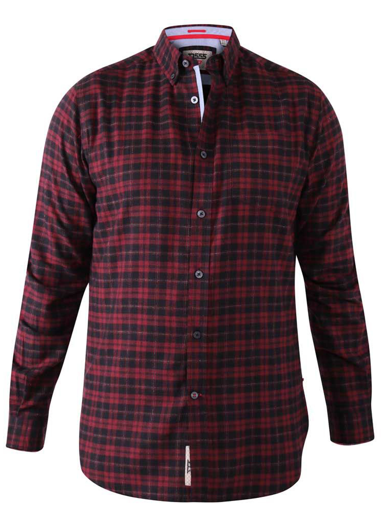 chemise duke holton en coton ajustée avec manches longues et col italien rouge à carreaux