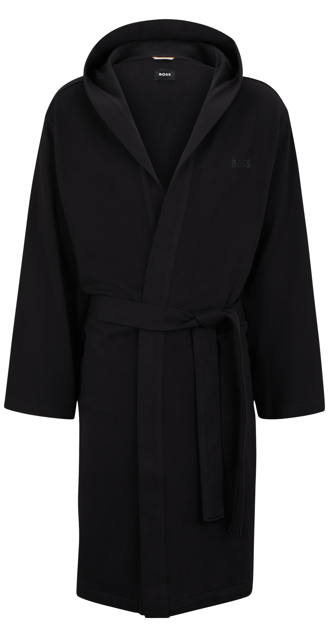 robe de chambre boss coton avec manches longues et col à capuche noire