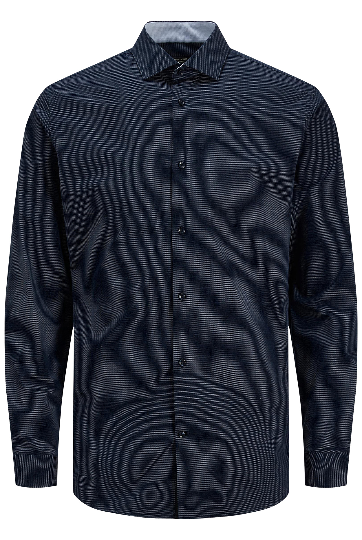 Chemise Premium en coton avec manches longues et col italien bleu marine