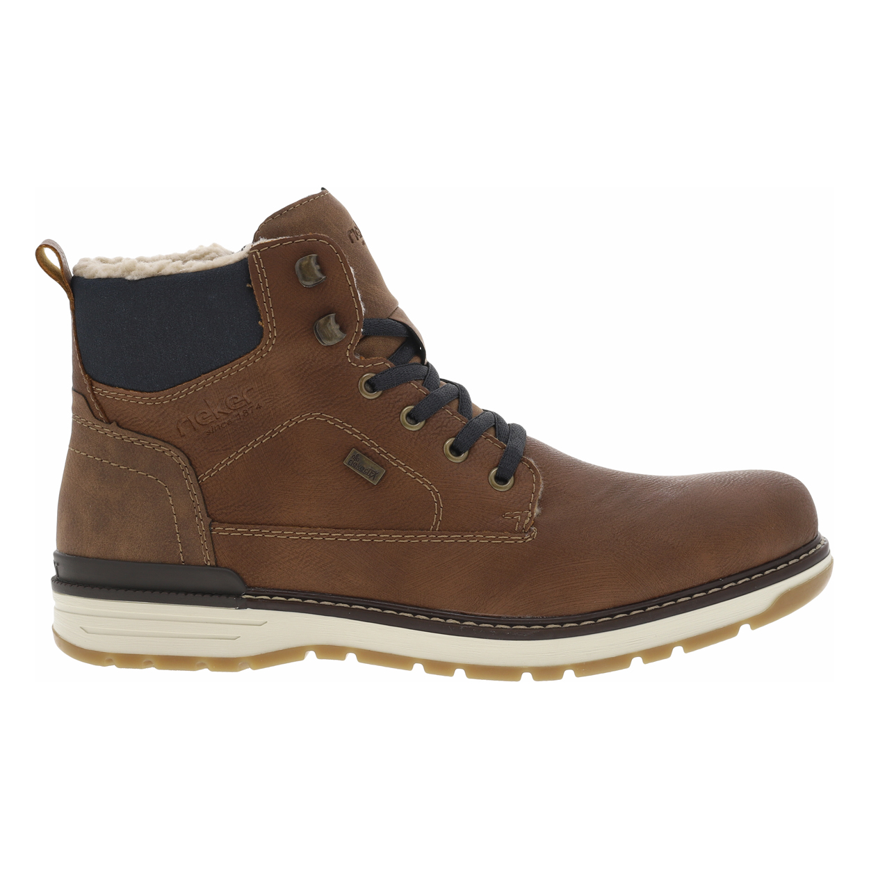 boots rieker® en simili cuir marron à lacets et à zip