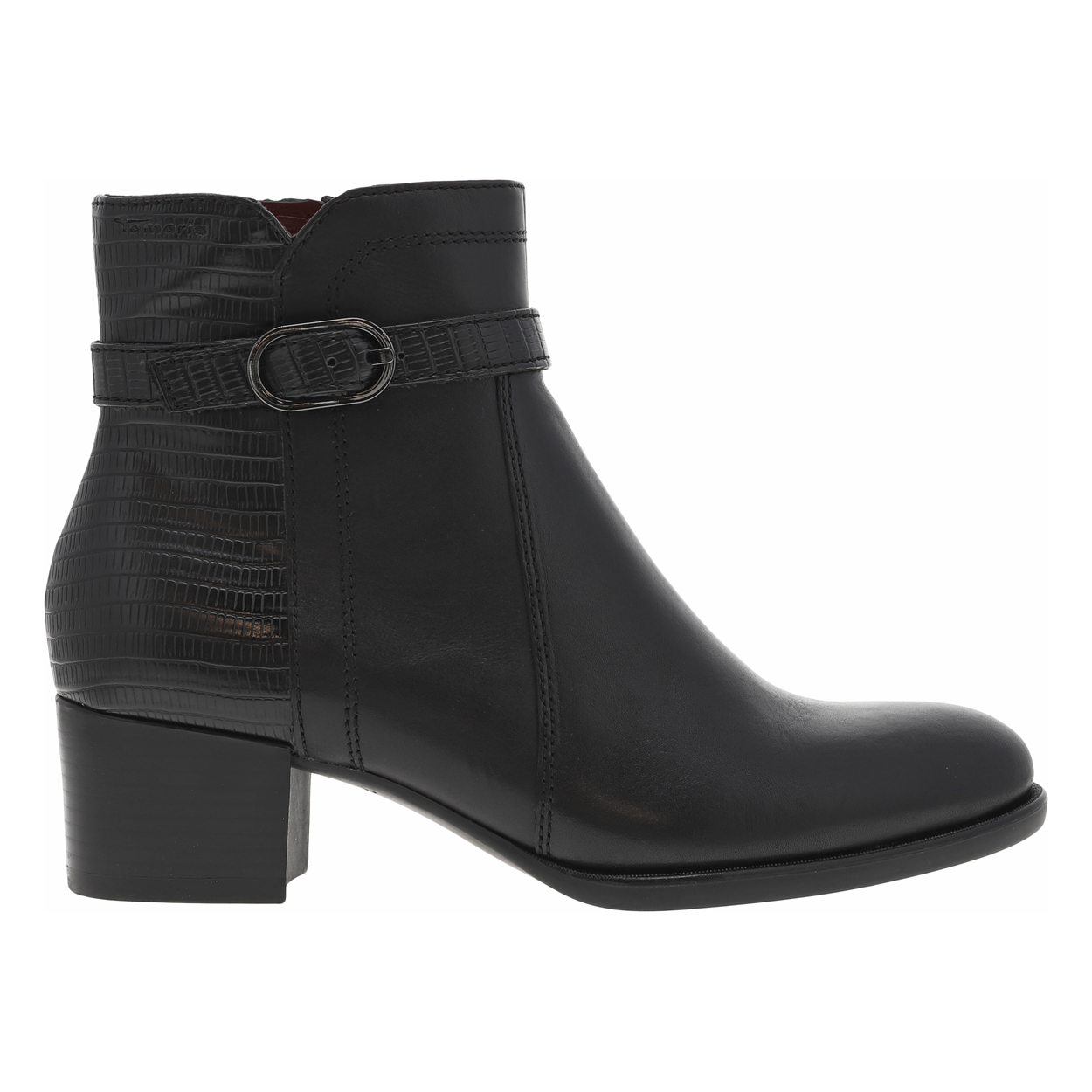 boots à zip femme tamaris en cuir et noir