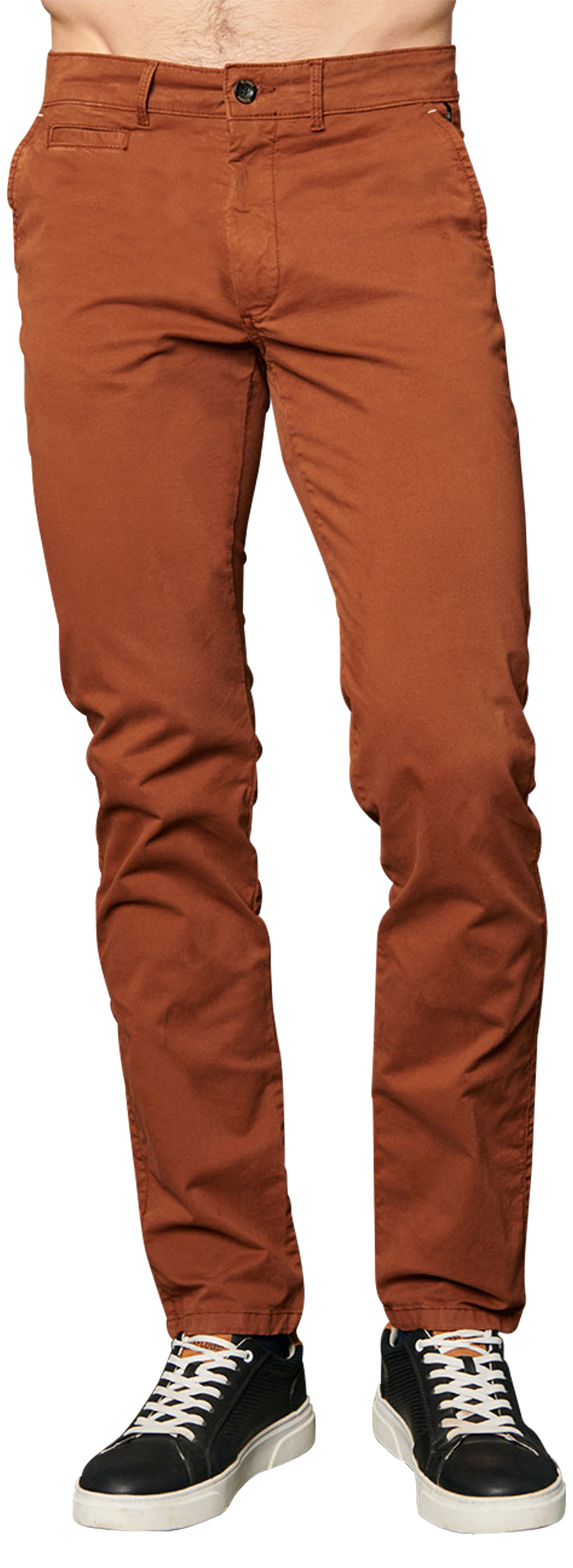 pantalon chino coupe ajustée delahaye en coton orange