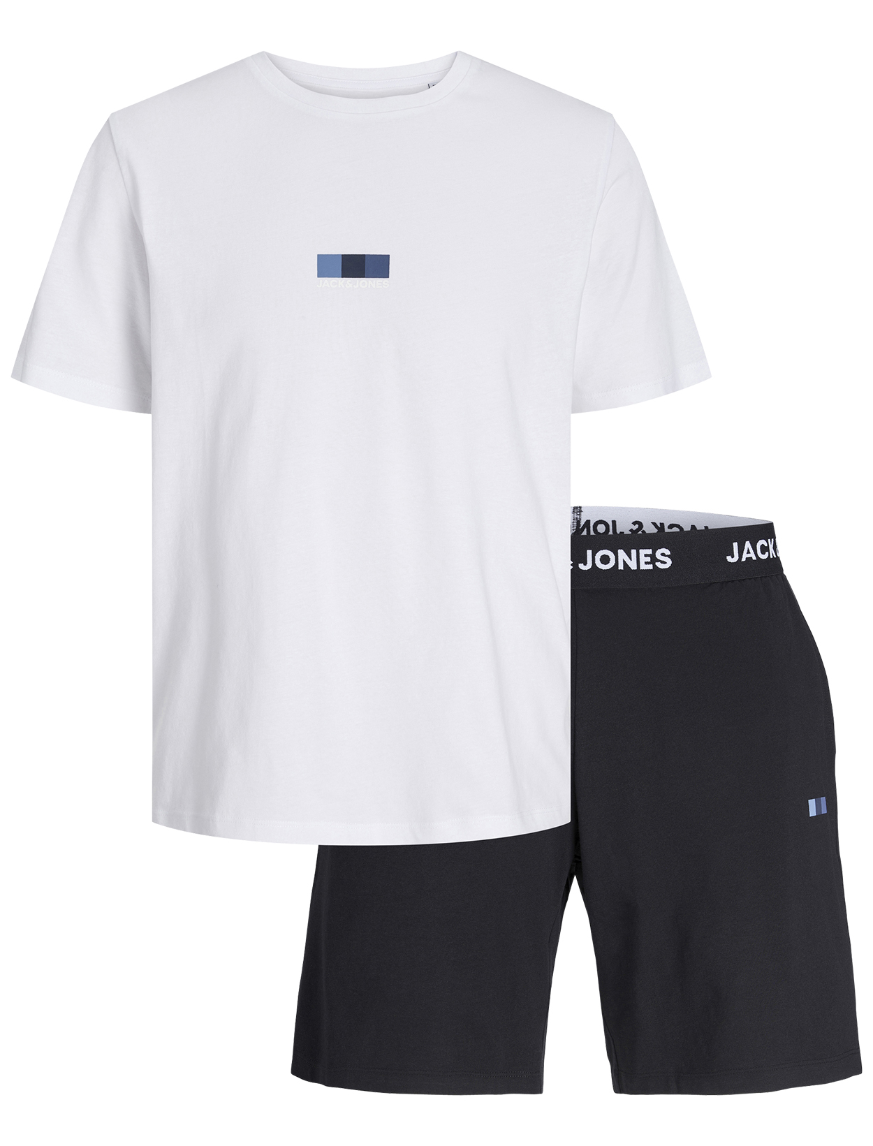 pyjama court jack & jones coton avec manches courtes et col rond blanc