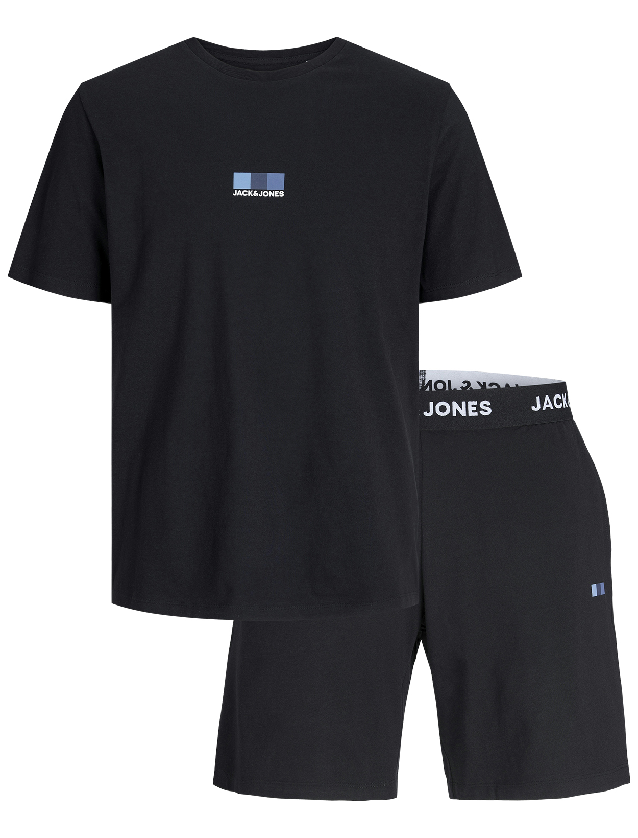 pyjama court jack & jones coton avec manches courtes et col rond noir