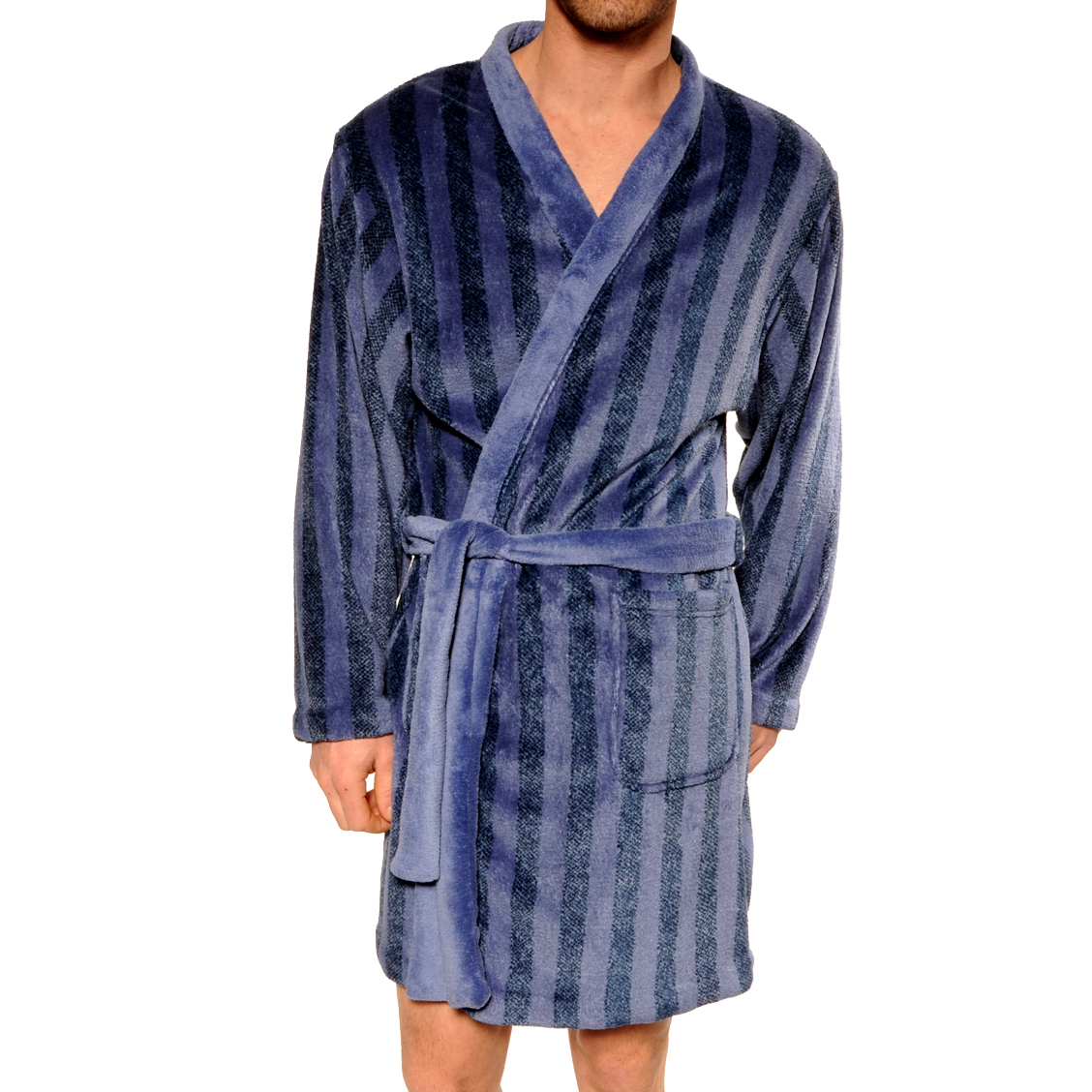 Kimono court Belfast Christian Cane en velours à rayures bleues