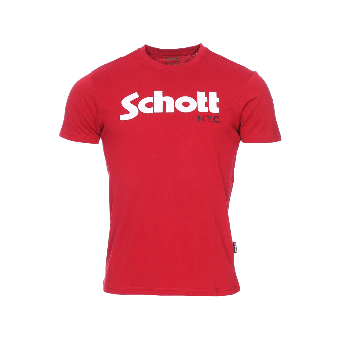 Tee-shirt col rond Schott NYC TS Logo en coton rouge