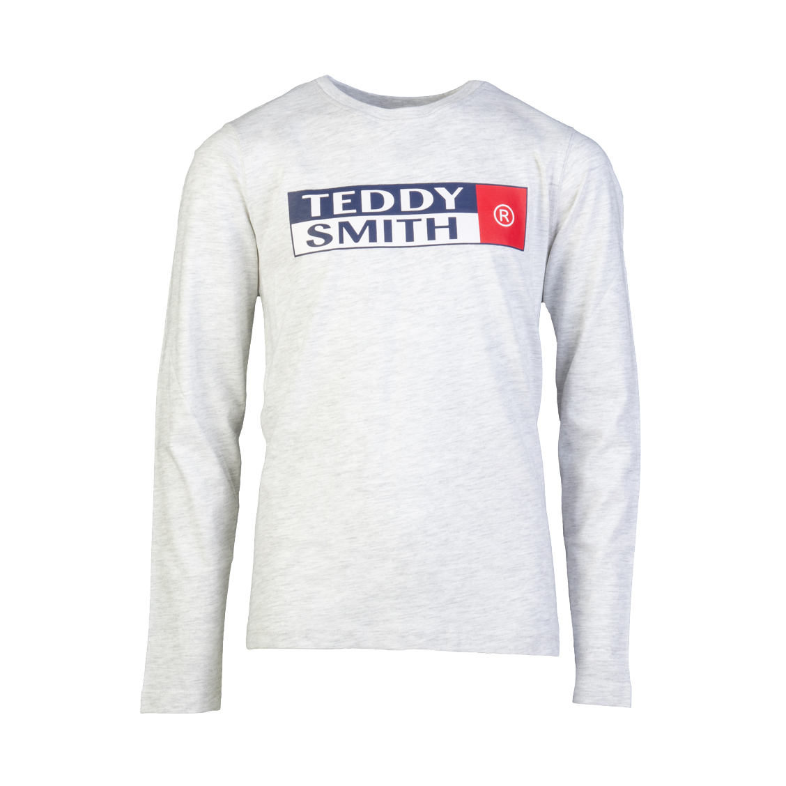 Tee-shirt manches longues Teddy Smith Tozo en coton mélangé blanc chiné floqué