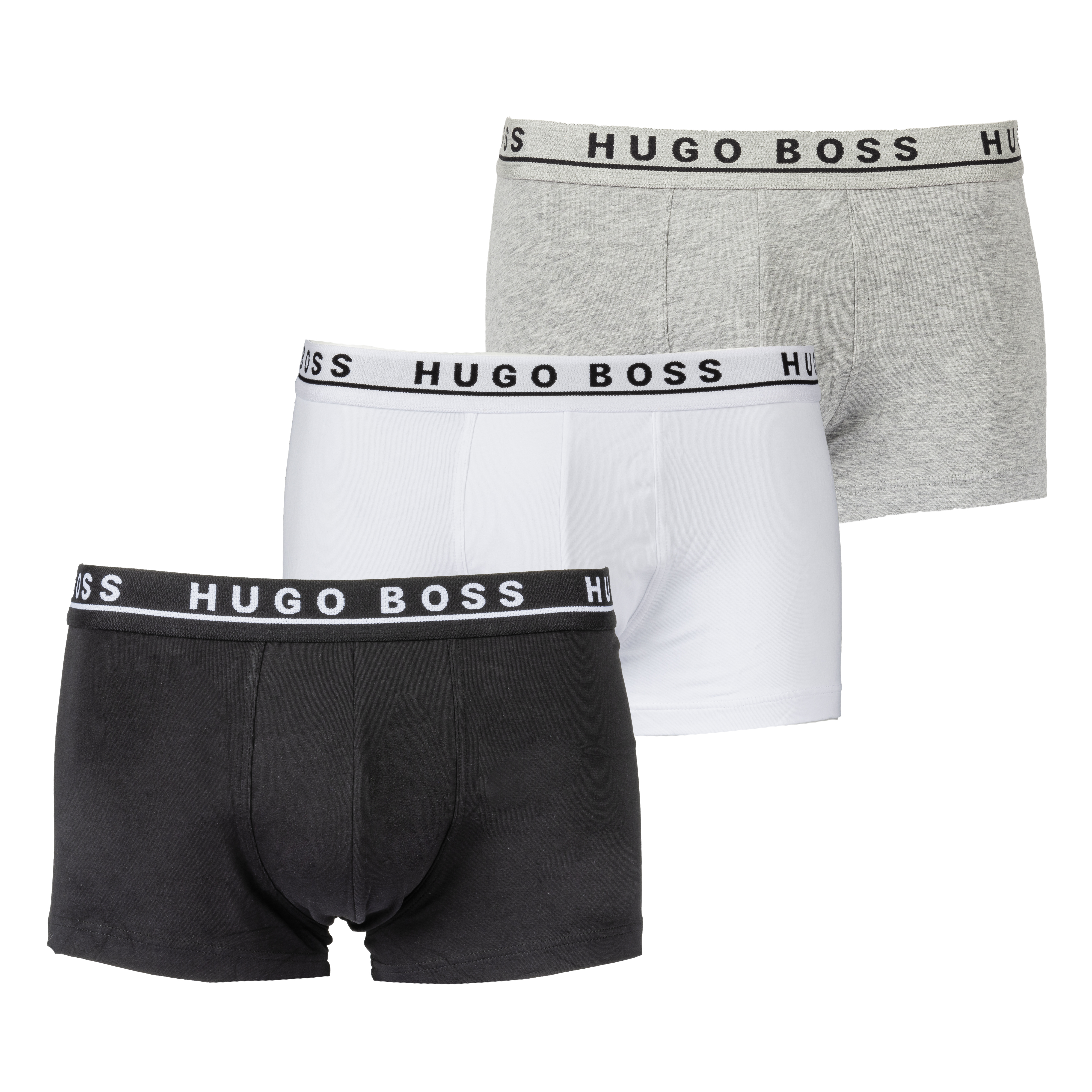 Lot de 3 boxers Hugo Boss en coton stretch blanc, gris chiné et noir | Rue  Des Hommes
