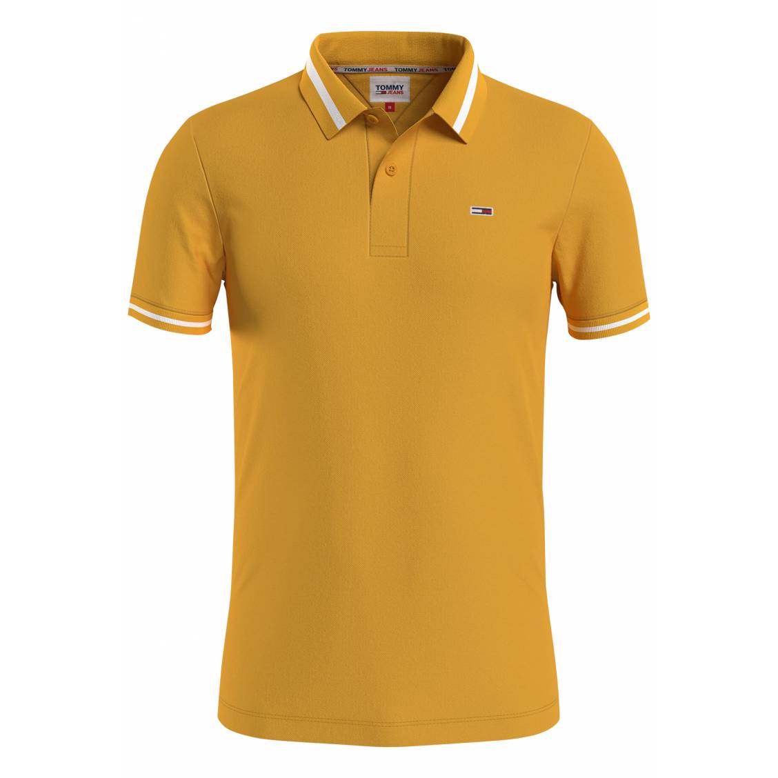 Polo Tommy Hilfiger en maille piquée de coton jaune à col polo et manches  bicolores | Rue Des Hommes