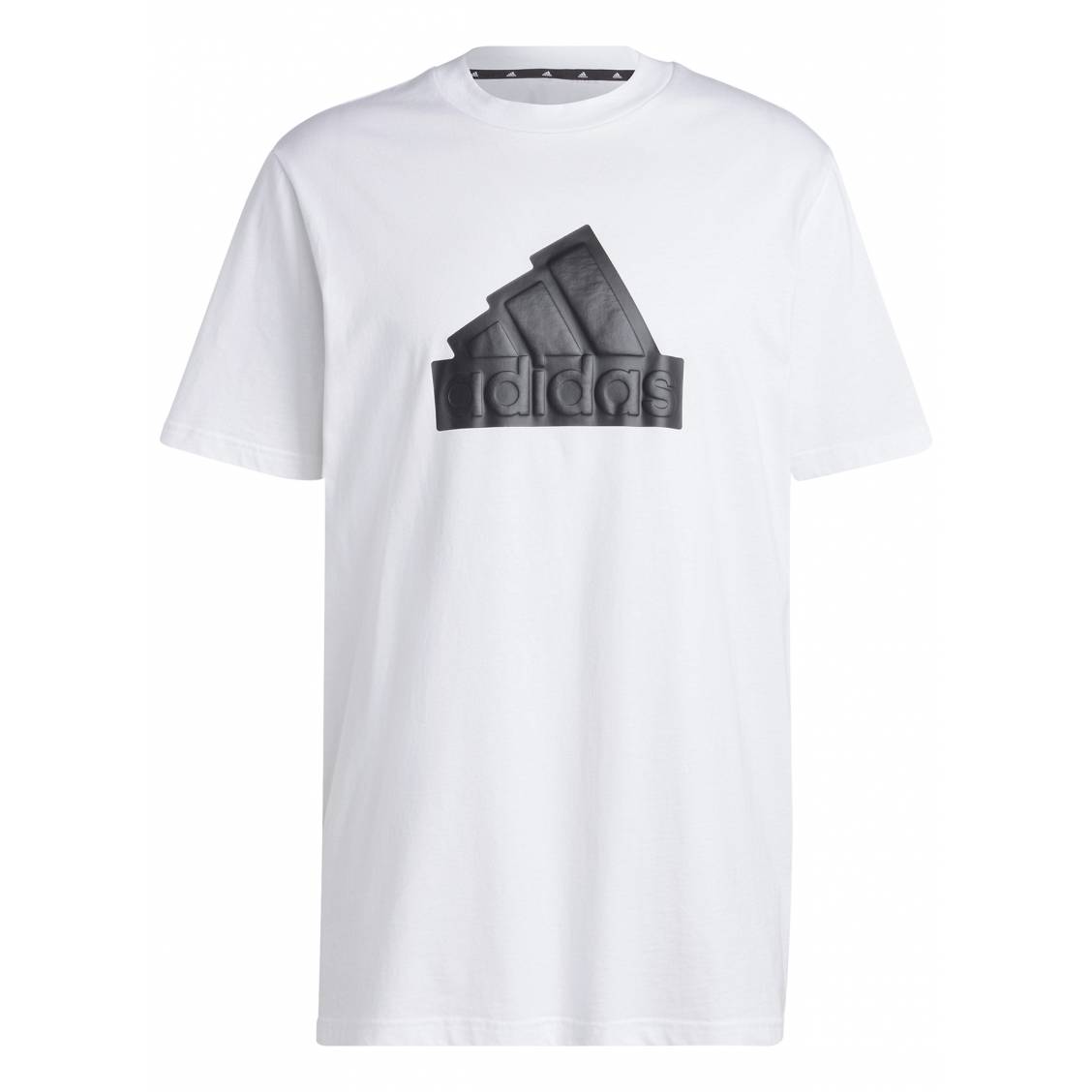 T-shirt adidas en coton blanc uni présentant une coupe droite et un large  logo noir débossé | Rue Des Hommes
