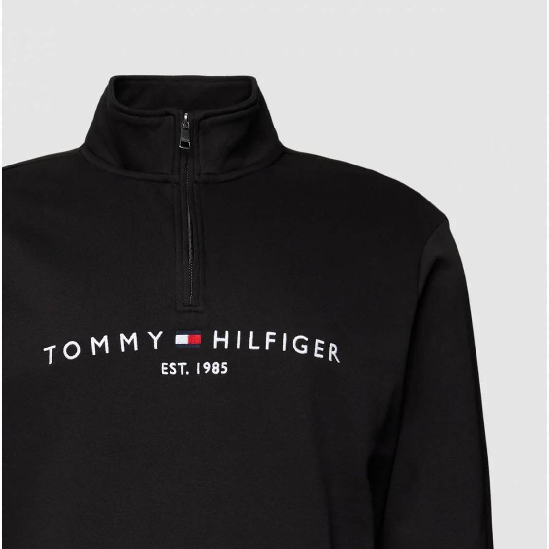 Tommy Hilfiger - Sweat avec logo brodé et col zippé - Bleu marine