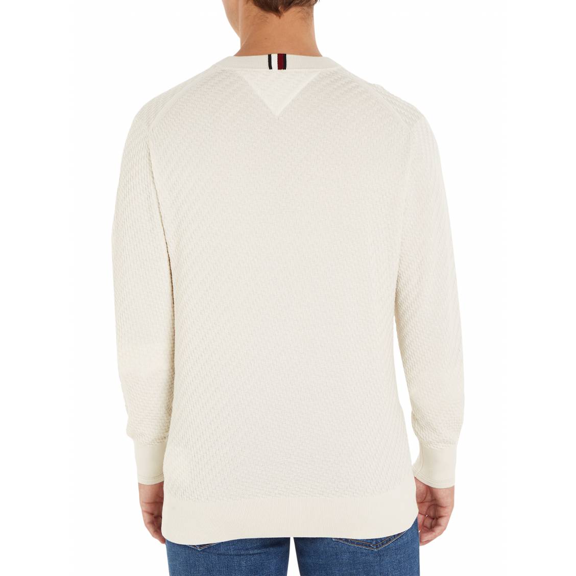 Pull col rond maille texturée coton stretch Homme TOMMY HILFIGER à -  Degriffstock