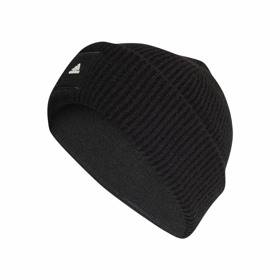 Bonnet adidas performance noir côtelé avec logo de le marque collé en  relief blanc sur le revers
