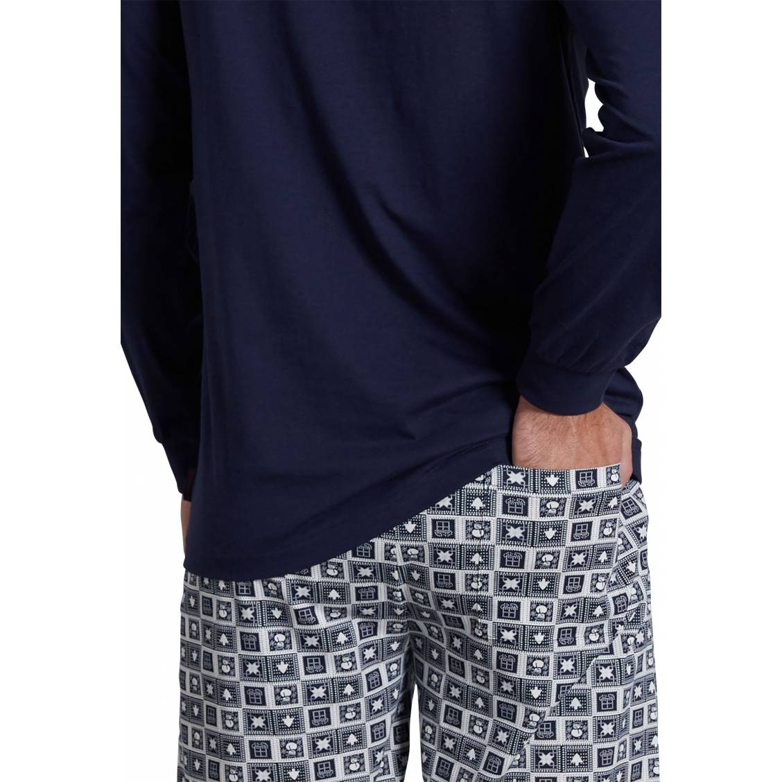 Pyjama long Tom Tailor avec manches longues et col rond marine | Rue Des  Hommes