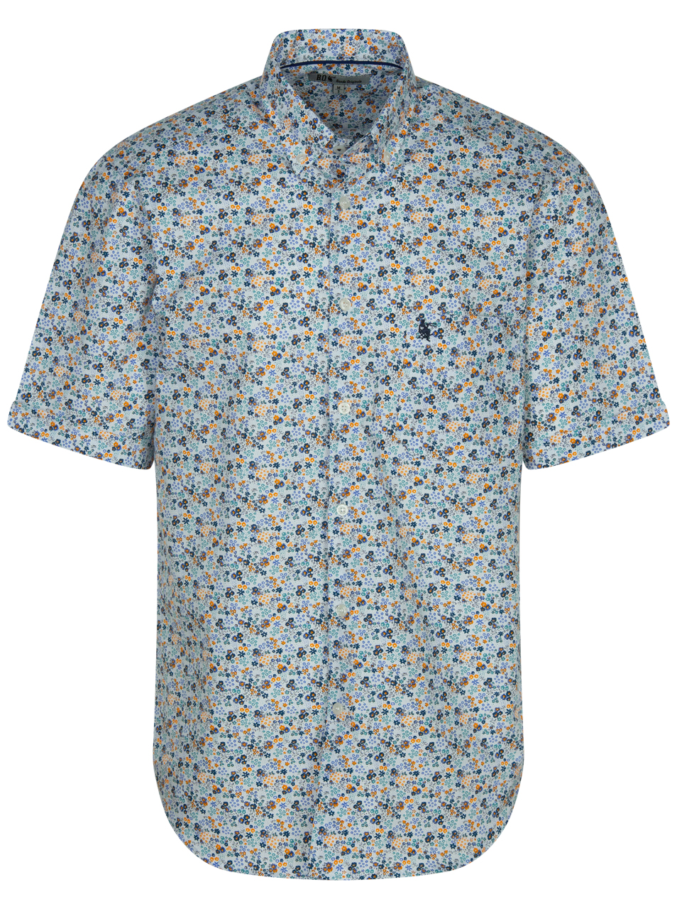 Chemise grande taille Bande Originale en coton multicolore avec manches courtes et col américain