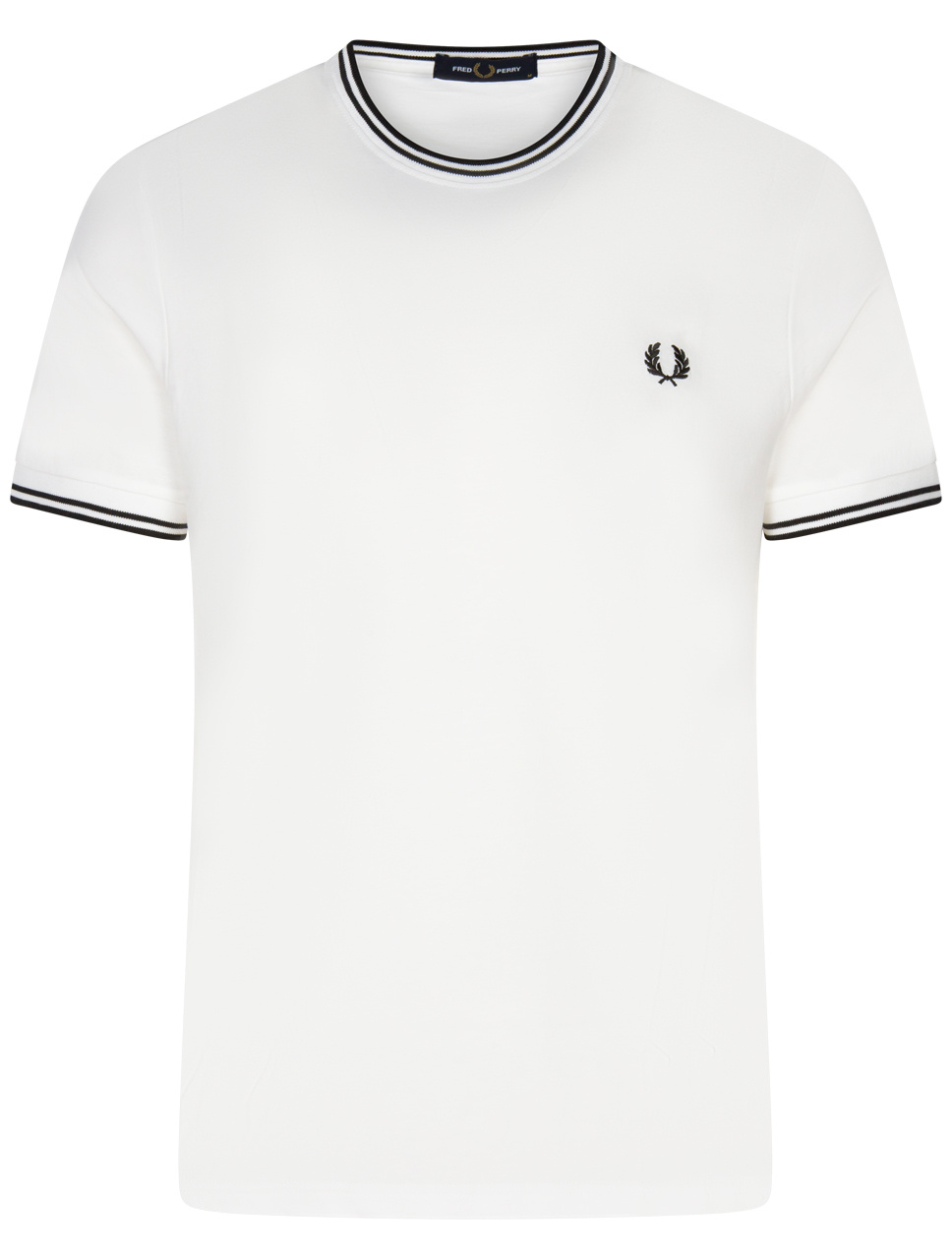 Tee-shirt col rond Fred Perry en coton blanc brodé